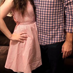 Lauren James Red Pinstripe Bow Dress